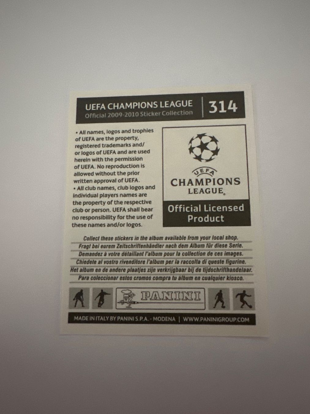 Panini UEFA Champions League 2009/10 - Nr. 314 - Bild 2