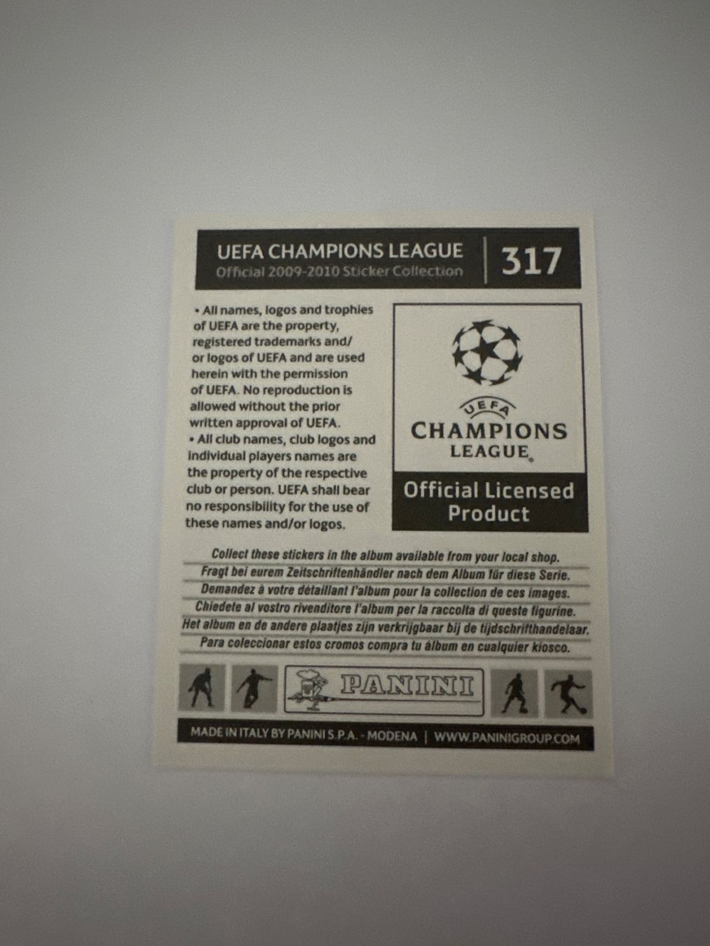 Panini UEFA Champions League 2009/10 - Nr. 317 - Bild 2