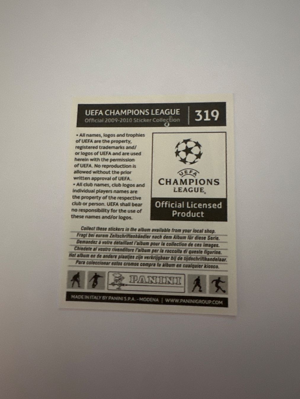 Panini UEFA Champions League 2009/10 - Nr. 319 - Bild 2