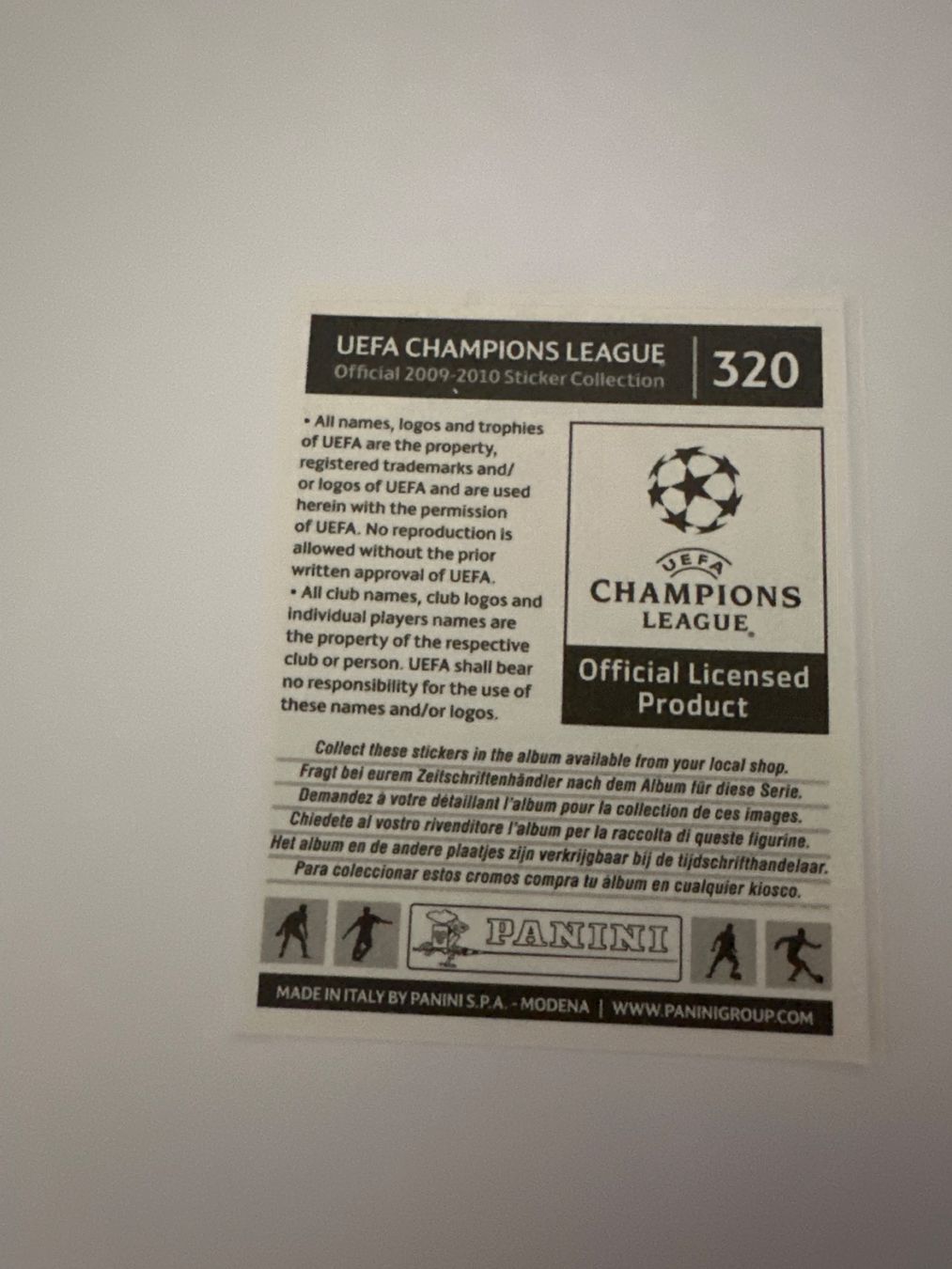Panini UEFA Champions League 2009/10 - Nr. 320 - Bild 2