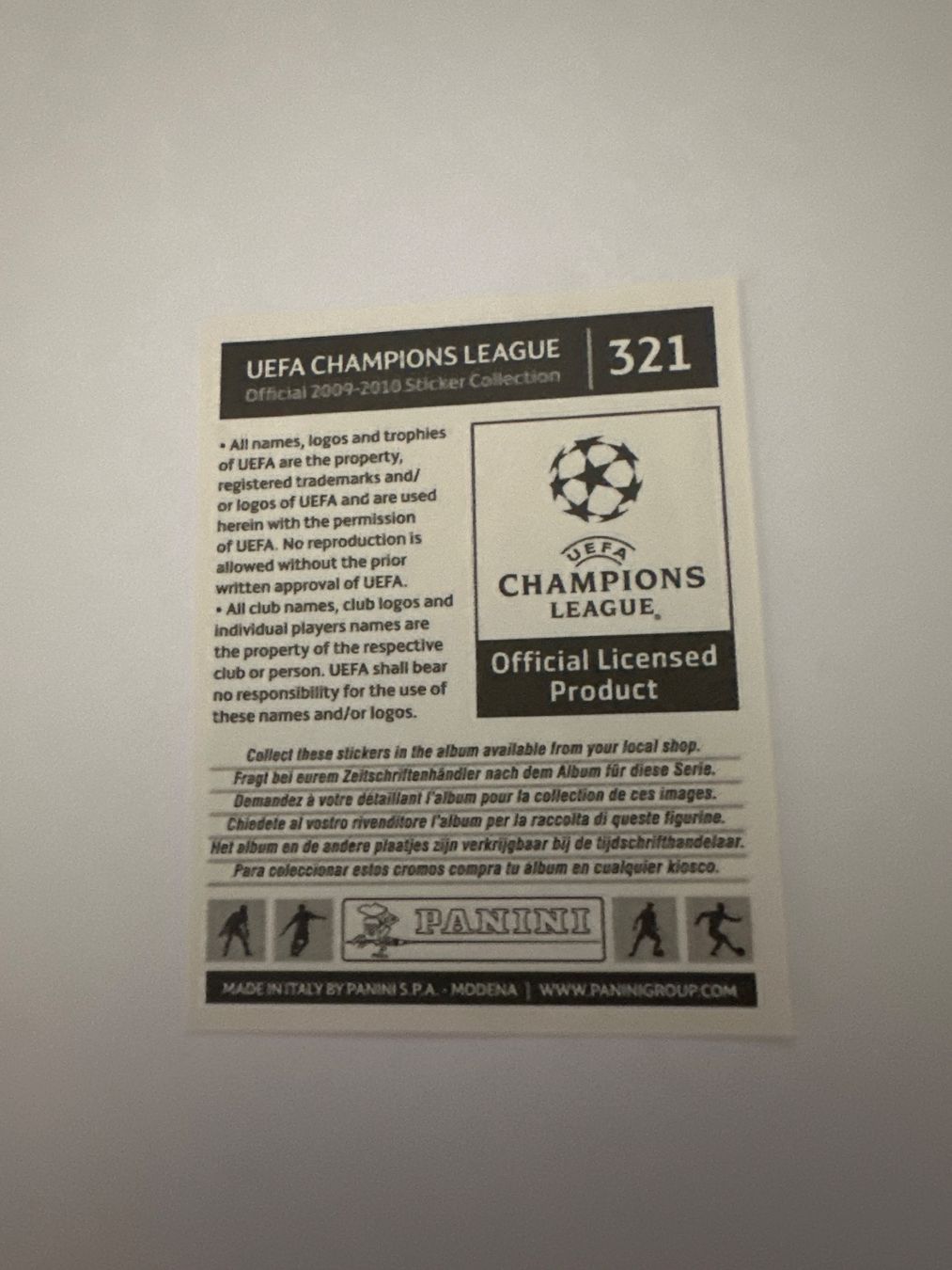 Panini UEFA Champions League 2009/10 - Nr. 321 - Bild 2