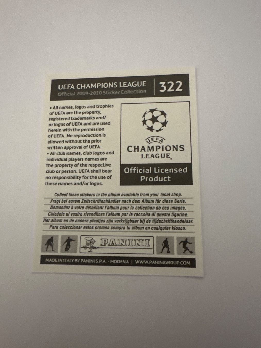 Panini UEFA Champions League 2009/10 - Nr. 322 - Bild 2