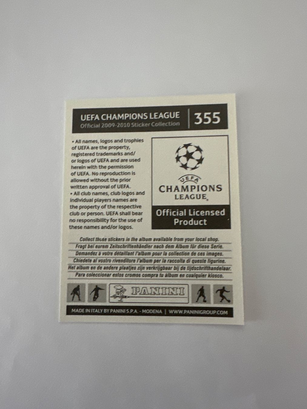 Panini UEFA Champions League 2009/10 - Nr. 355 - Bild 2