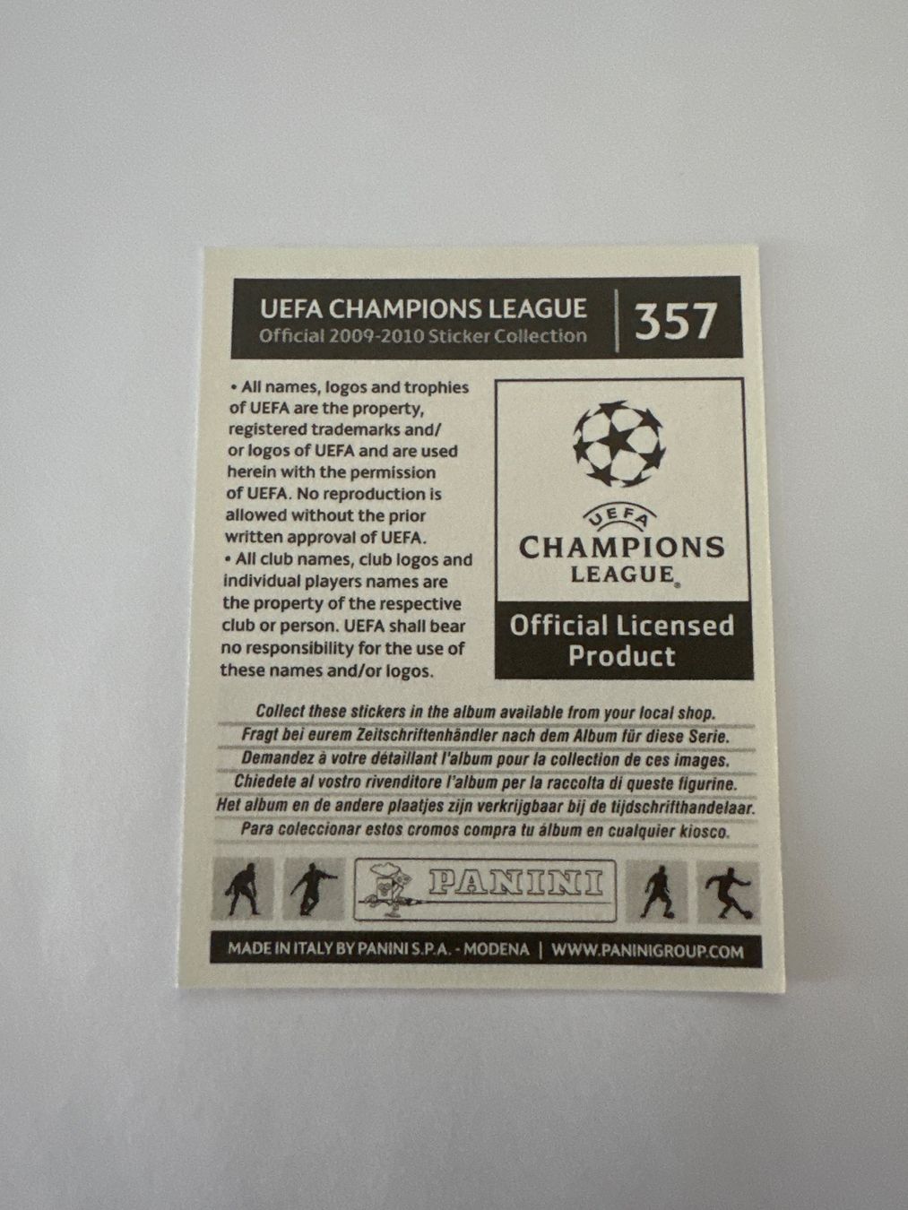 Panini UEFA Champions League 2009/10 - Nr. 357 - Bild 2