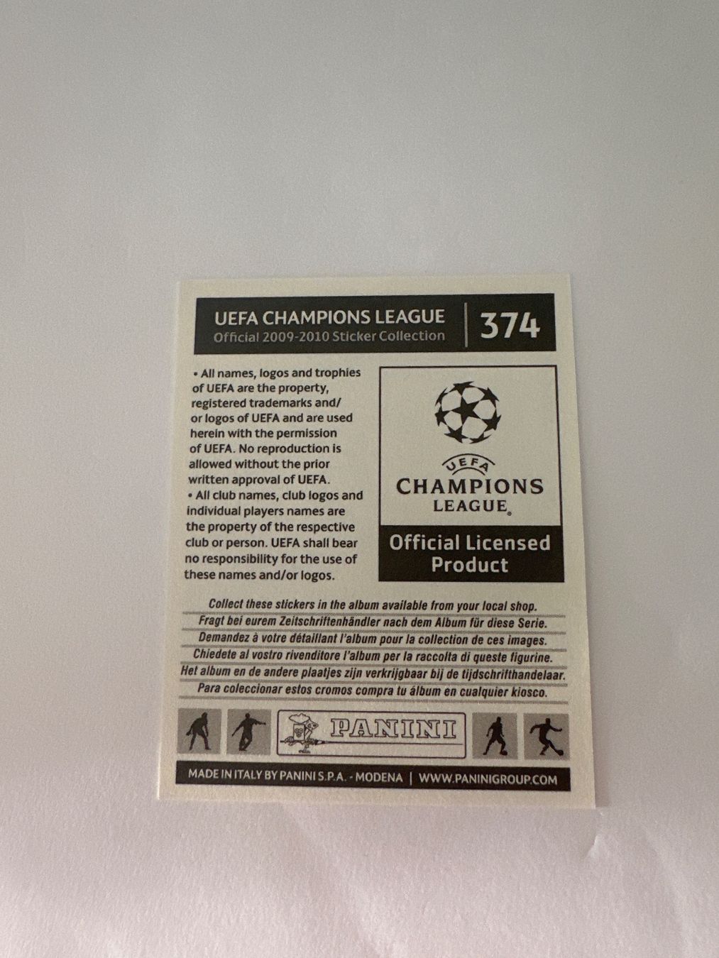 Panini UEFA Champions League 2009/10 - Nr. 374 - Bild 2