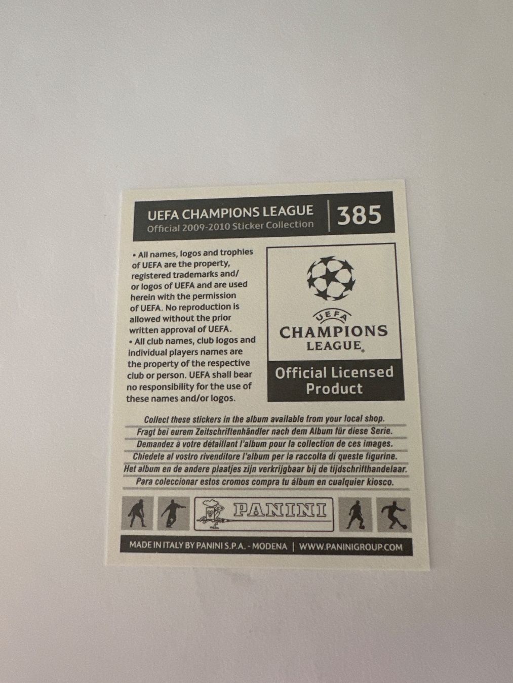 Panini UEFA Champions League 2009/10 - Nr. 385 - Bild 2