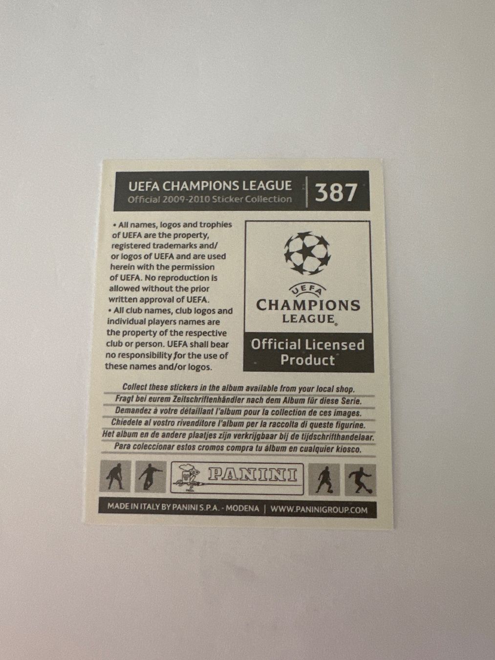 Panini UEFA Champions League 2009/10 - Nr. 387 - Bild 2