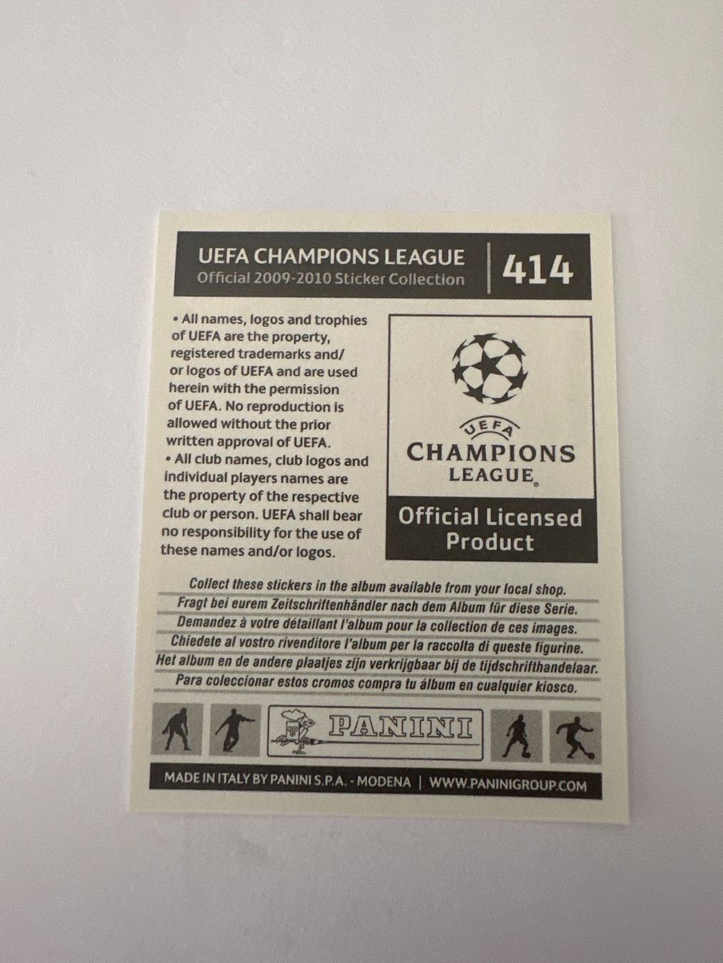 Panini UEFA Champions League 2009/10 - Nr. 414 - Bild 2