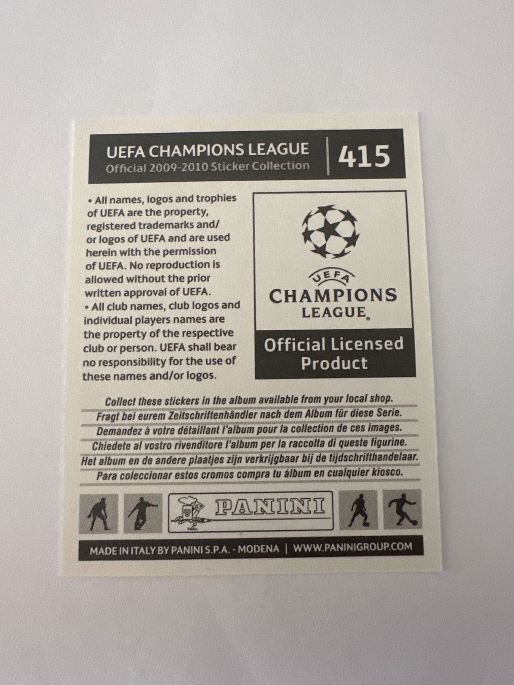 Panini UEFA Champions League 2009/10 - Nr. 415 - Bild 2