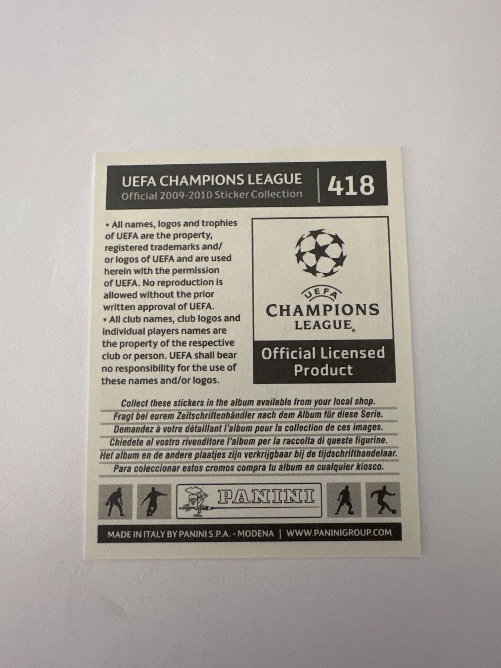 Panini UEFA Champions League 2009/10 - Nr. 418 - Bild 2