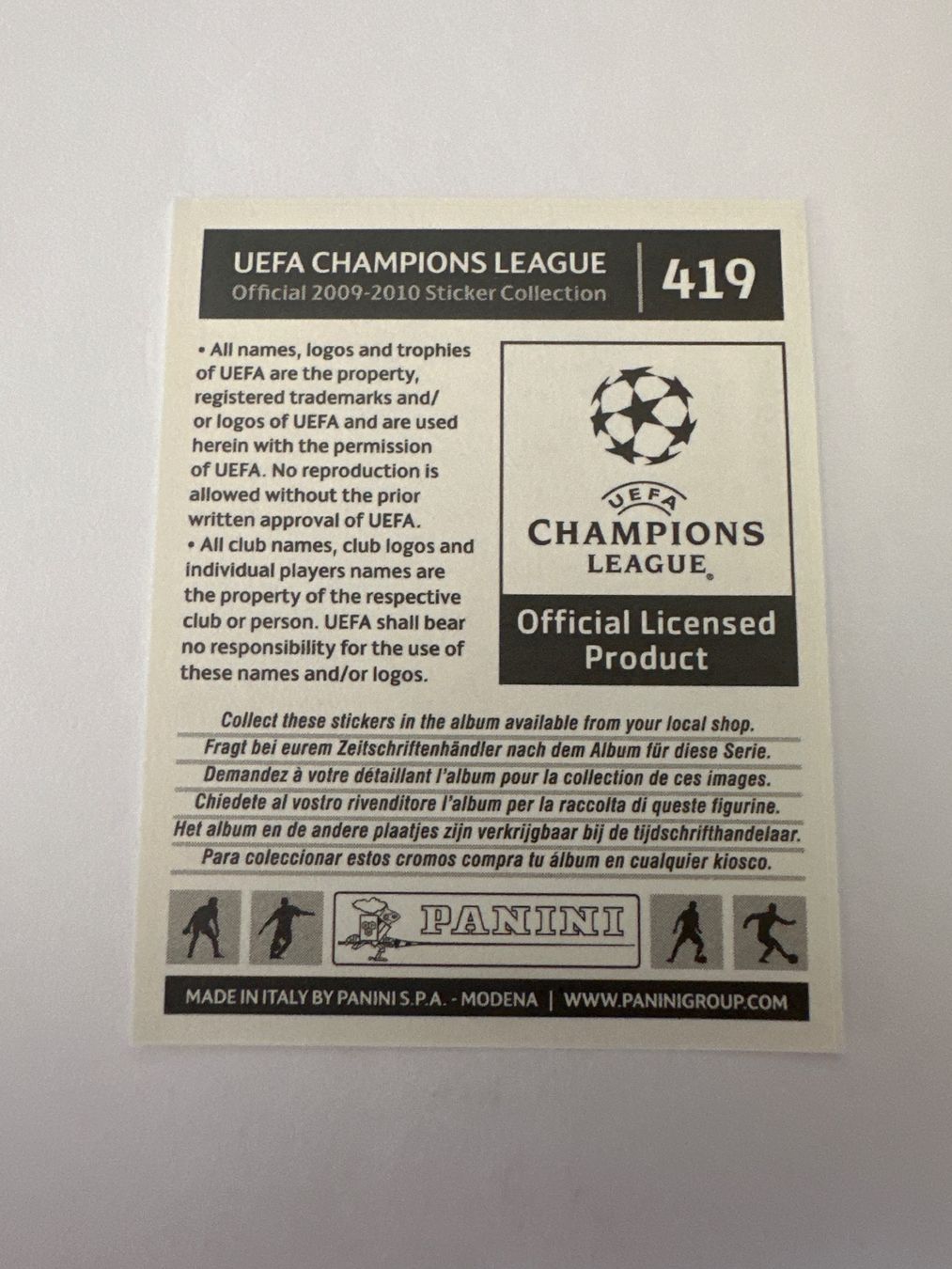 Panini UEFA Champions League 2009/10 - Nr. 419 - Bild 2