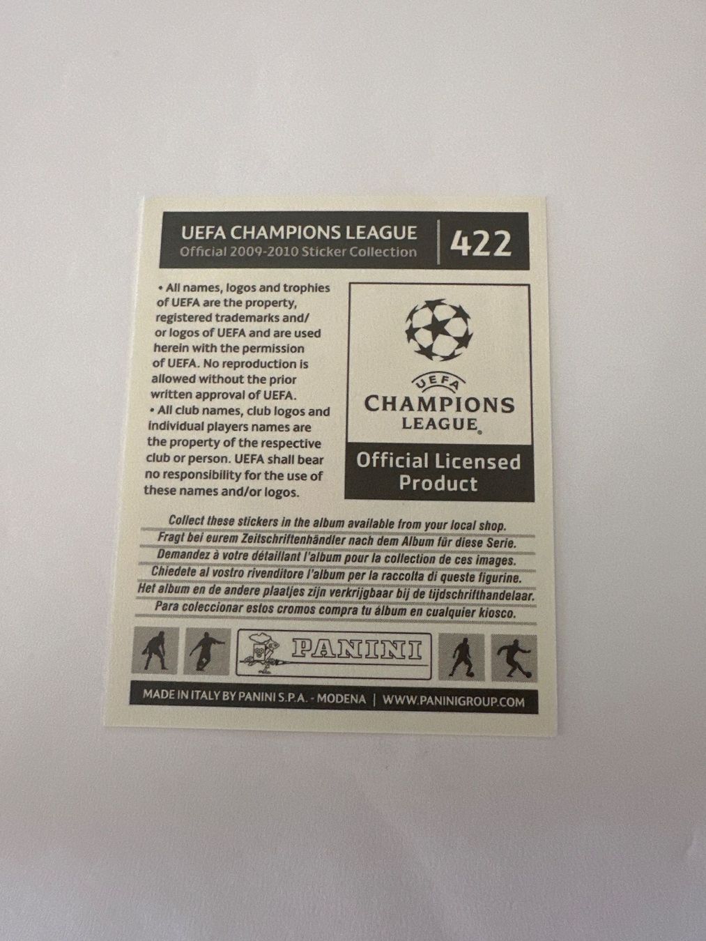Panini UEFA Champions League 2009/10 - Nr. 422 - Bild 2
