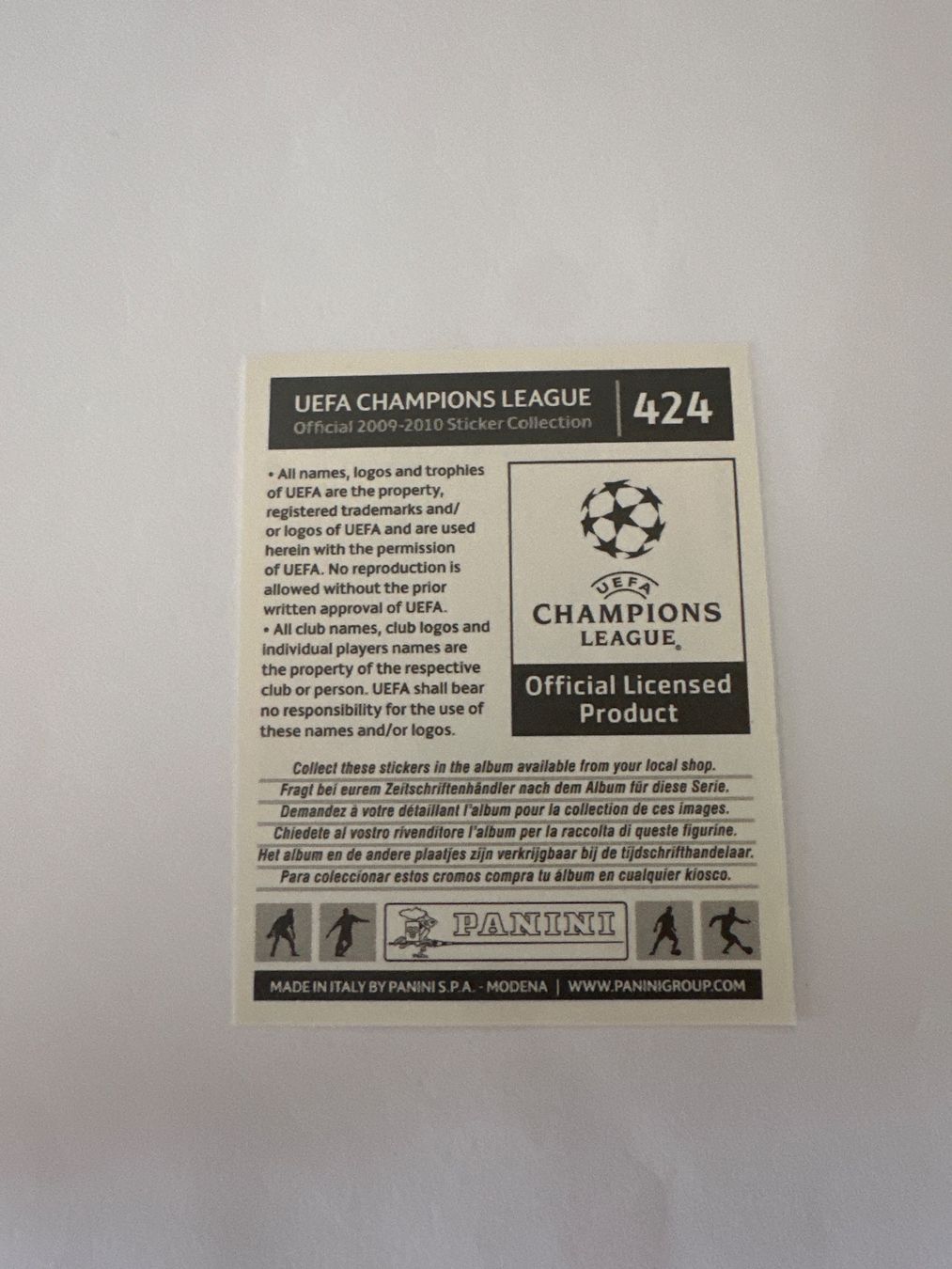 Panini UEFA Champions League 2009/10 - Nr. 424 - Bild 2
