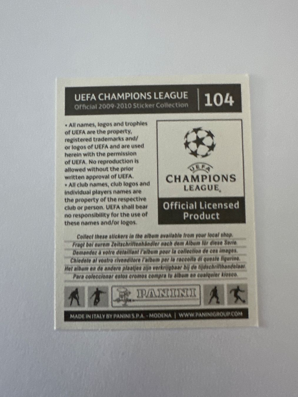 Panini UEFA Champions League 2009/10 - Nr. 104 - Bild 2