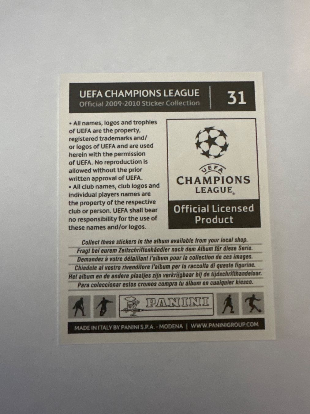 Panini UEFA Champions League 2009/10 - Nr. 31 - Bild 2