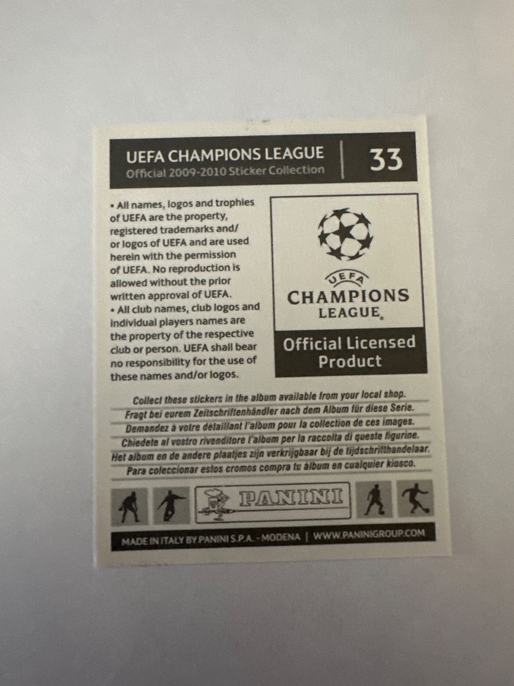Panini UEFA Champions League 2009/10 - Nr. 33 - Bild 2