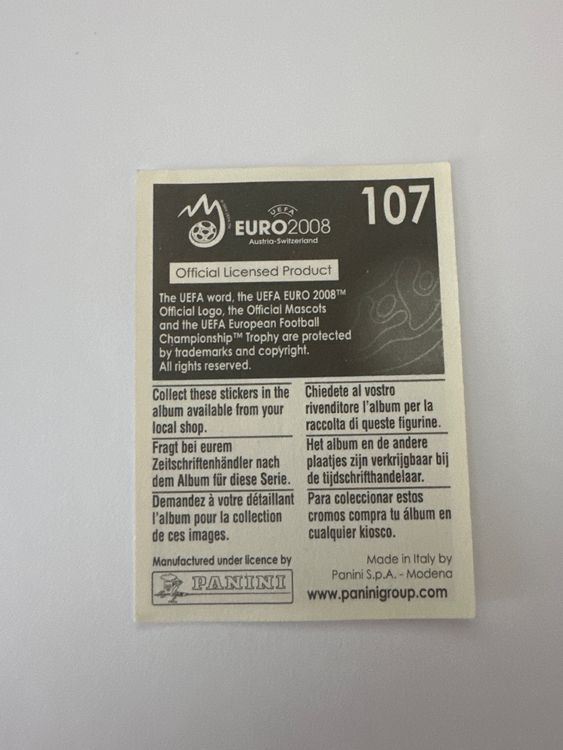 Panini UEFA EURO 2008 – Nr. 107 – Fernando Meira – Schweizer Edition – Rückseite