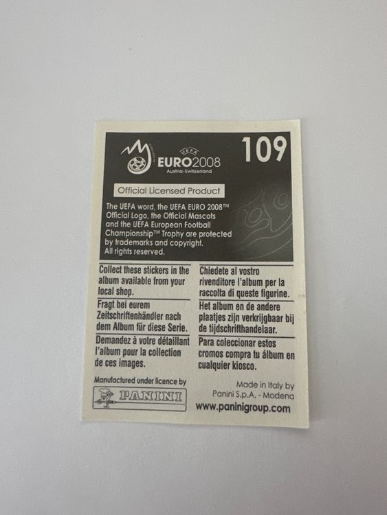 Panini UEFA EURO 2008 – Nr. 109 – Miguel – Schweizer Edition – Rückseite