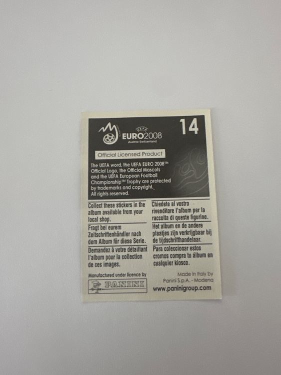 Panini UEFA EURO 2008 – Nr. 14 – Wien Stadion Teilbild – Schweizer Edition – Rückseite