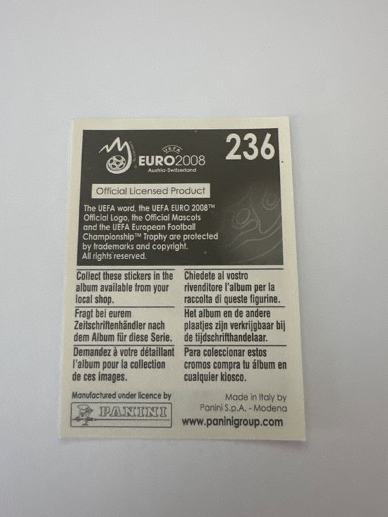 Panini UEFA EURO 2008 – Nr. 236 – Mariusz Jop – Schweizer Edition – Rückseite