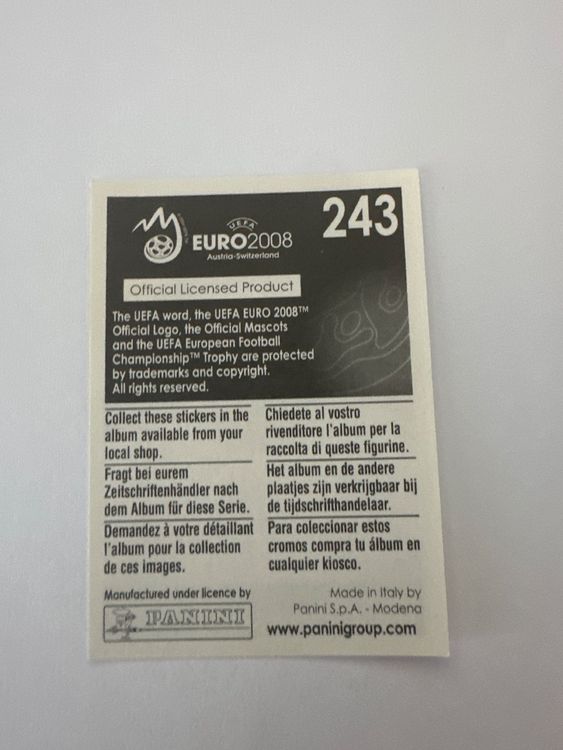 Panini UEFA EURO 2008 – Nr. 243 – Mariusz Lewandowski – Schweizer Edition – Rückseite