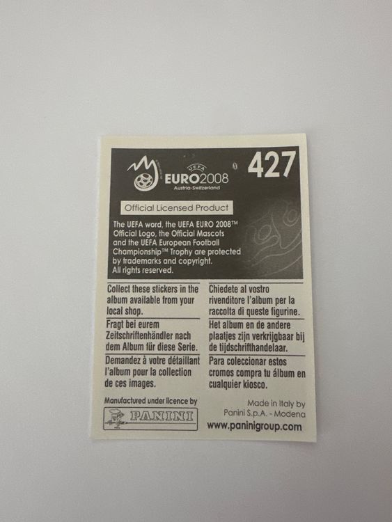Panini UEFA EURO 2008 – Nr. 427 – Francesc Fabregas – Schweizer Edition – Rückseite