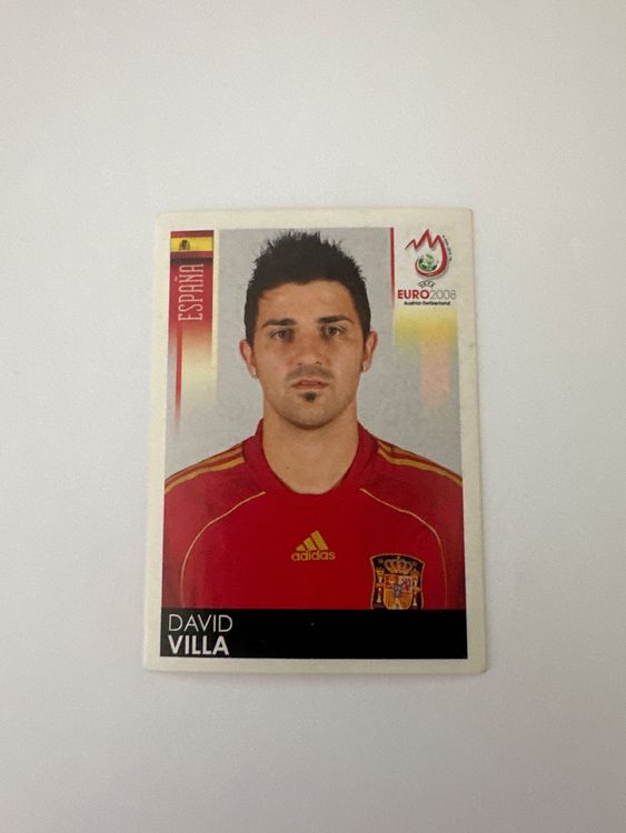 Panini UEFA EURO 2008 – Nr. 433 – David Villa – Schweizer Edition – Originalfoto Vorderseite