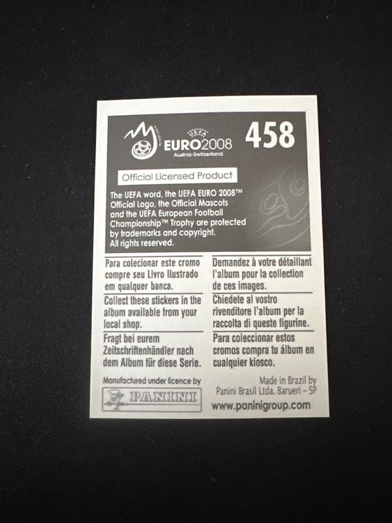Panini UEFA EURO 2008 – Nr. 458 – Aleksandr Kerzhakov – Südamerika-Version – Rückseite
