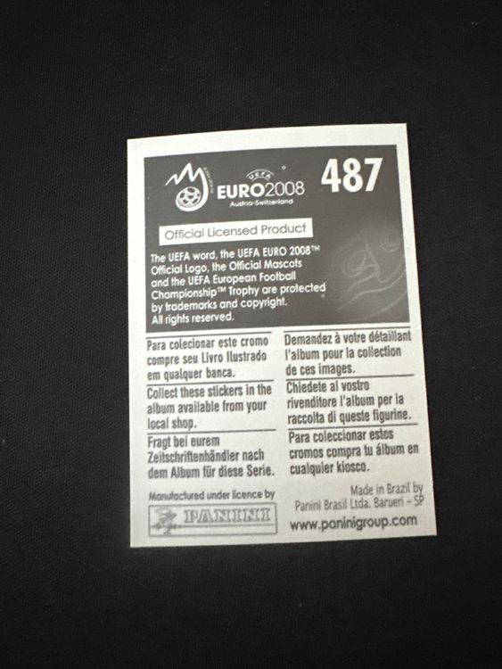 Panini UEFA EURO 2008 – Nr. 487 – Euzebiusz Smolarek – Action – Südamerika-Version – Rückseite