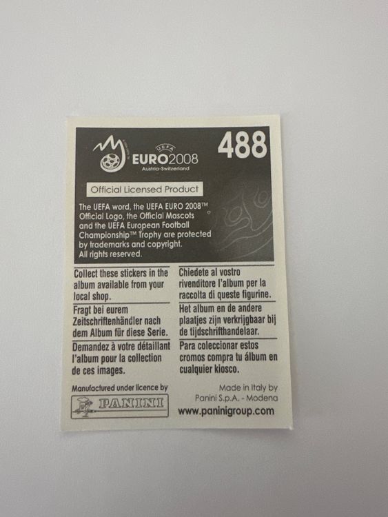 Panini UEFA EURO 2008 – Nr. 488 – Bernd Schneider – Action – Schweizer Edition – Rückseite