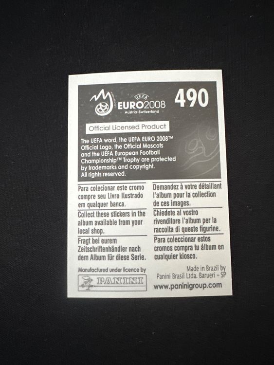 Panini UEFA EURO 2008 – Nr. 490 – Florent Malouda – Action – Südamerika-Version – Rückseite