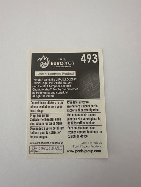Panini UEFA EURO 2008 – Nr. 493 – Hamit Altintop – Action – Schweizer Edition – Rückseite
