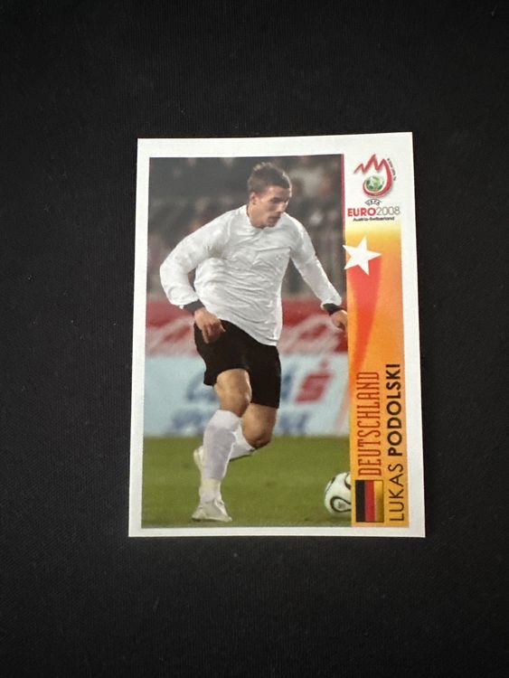 Panini UEFA EURO 2008 – Nr. 506 – Lukas Podolski – Action – Südamerika-Version – Originalfoto Vorderseite