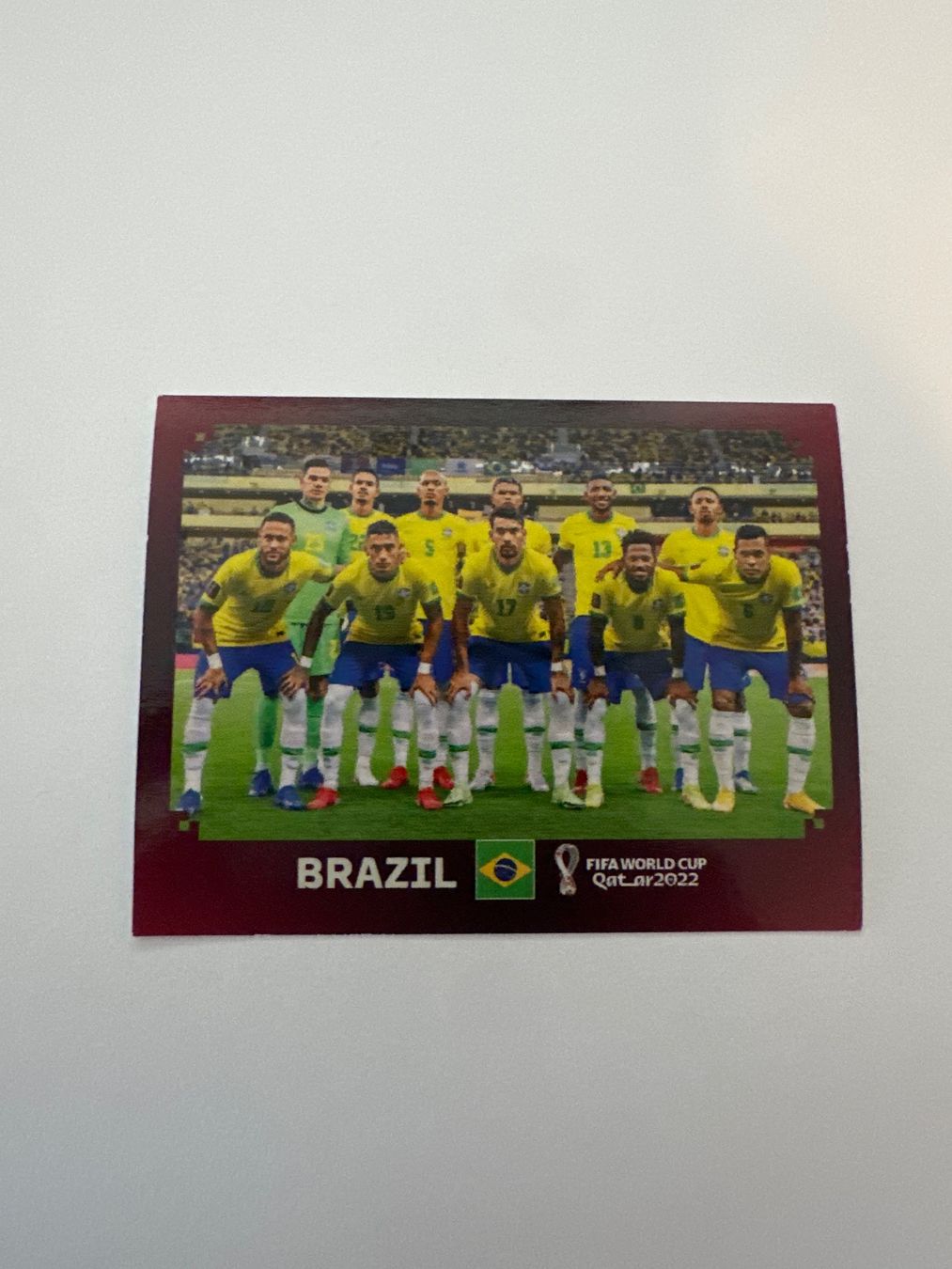 Panini FIFA WM 2022 Oryx - BRA 1 - Team Photo - Brazil – Original-Zustandsfoto Vorderseite