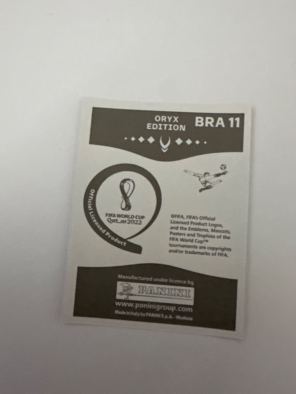 Panini FIFA WM 2022 Oryx - BRA 11 - Philippe Coutinho – Original-Zustandsfoto Rückseite