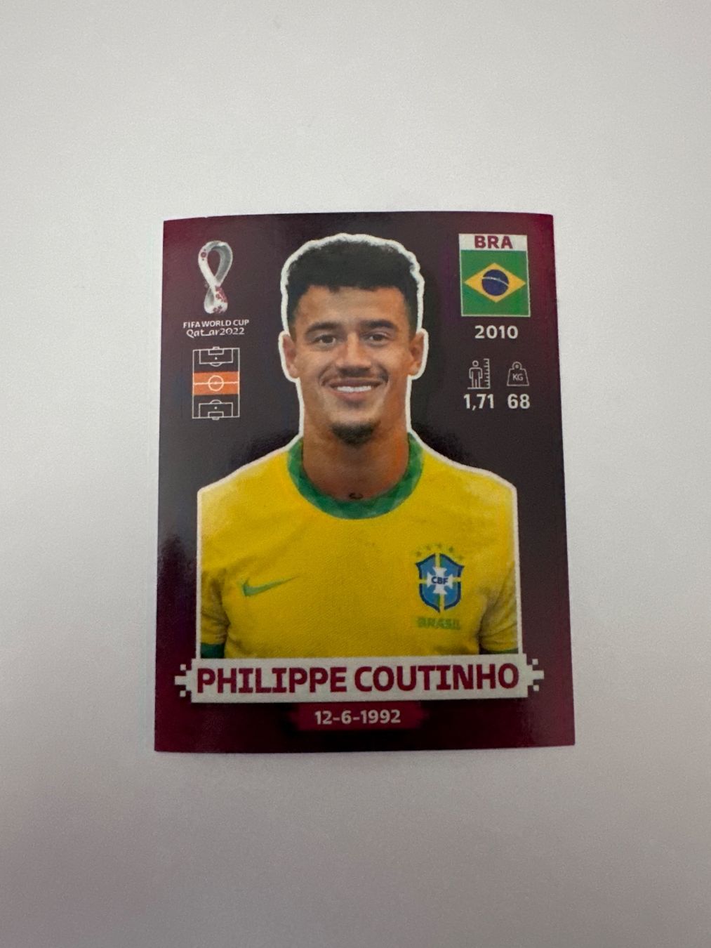 Panini FIFA WM 2022 Oryx - BRA 11 - Philippe Coutinho – Original-Zustandsfoto Vorderseite