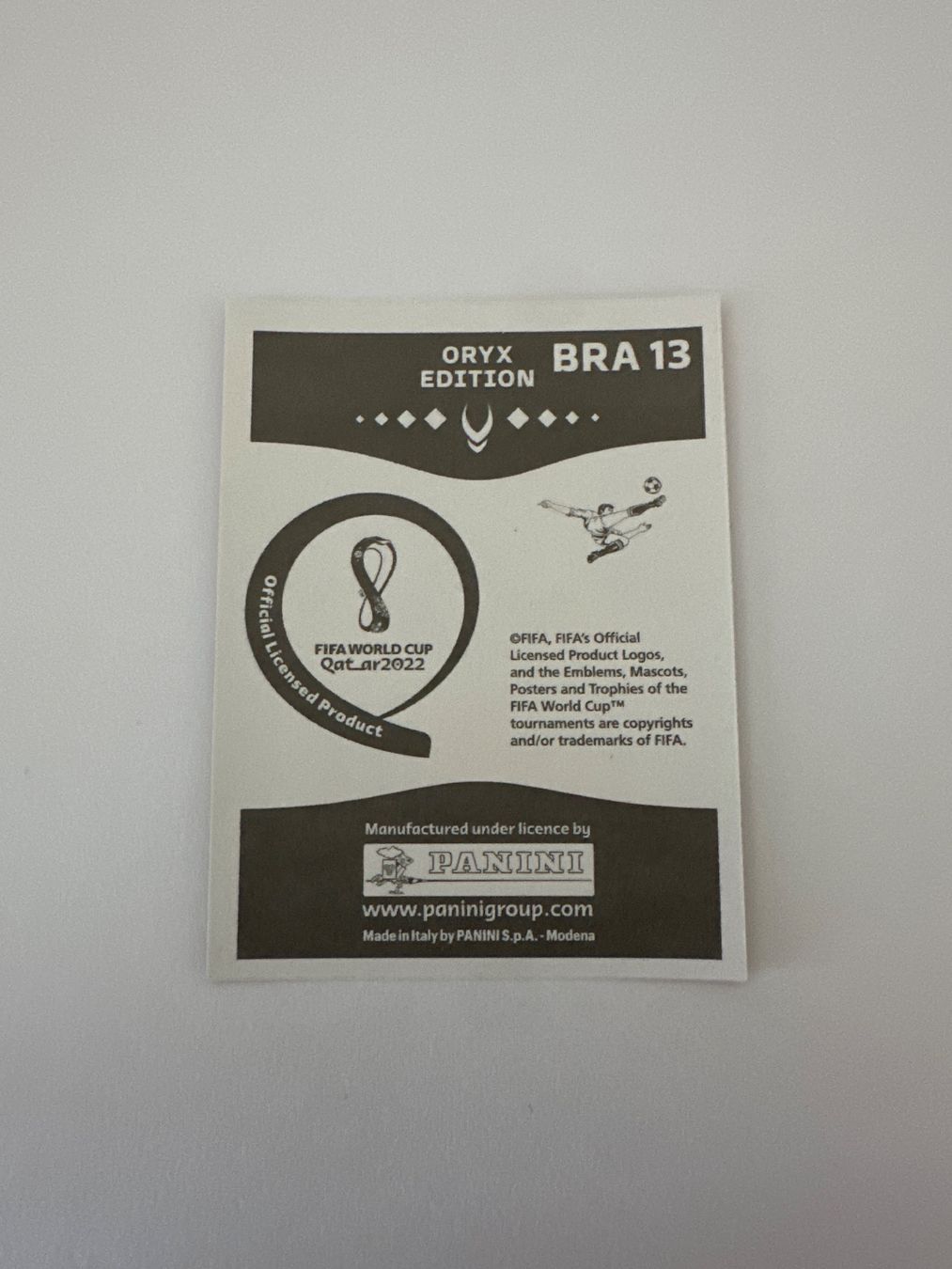 Panini FIFA WM 2022 Oryx - BRA 13 - Fred – Original-Zustandsfoto Rückseite