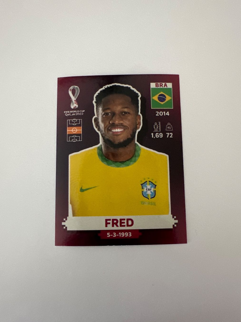 Panini FIFA WM 2022 Oryx - BRA 13 - Fred – Original-Zustandsfoto Vorderseite