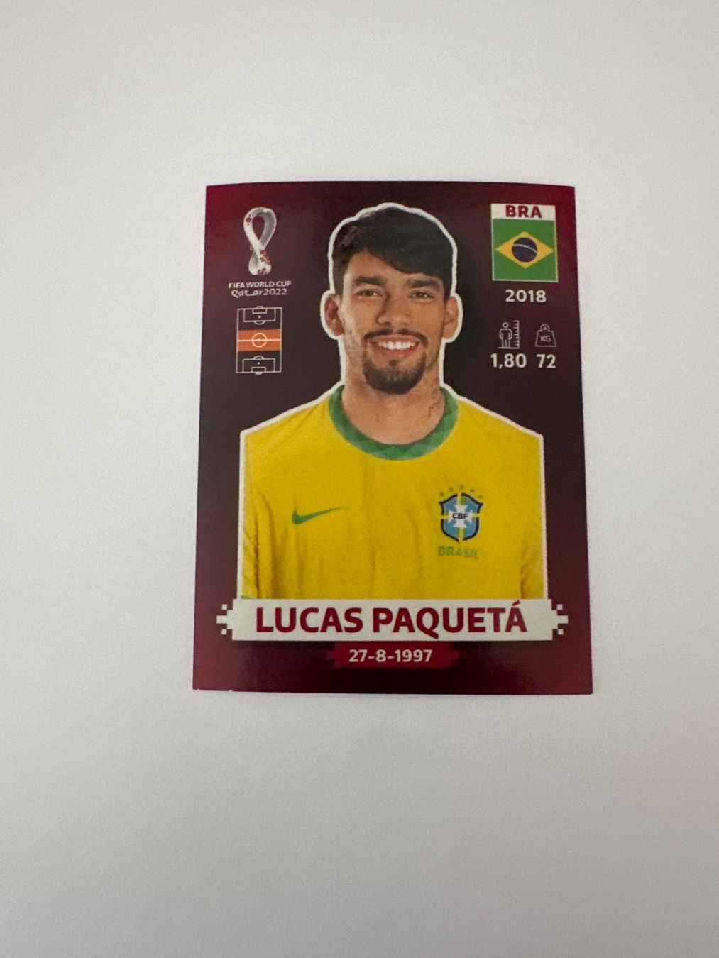 Panini FIFA WM 2022 Oryx - BRA 14 - Lucas Paquetá – Original-Zustandsfoto Vorderseite