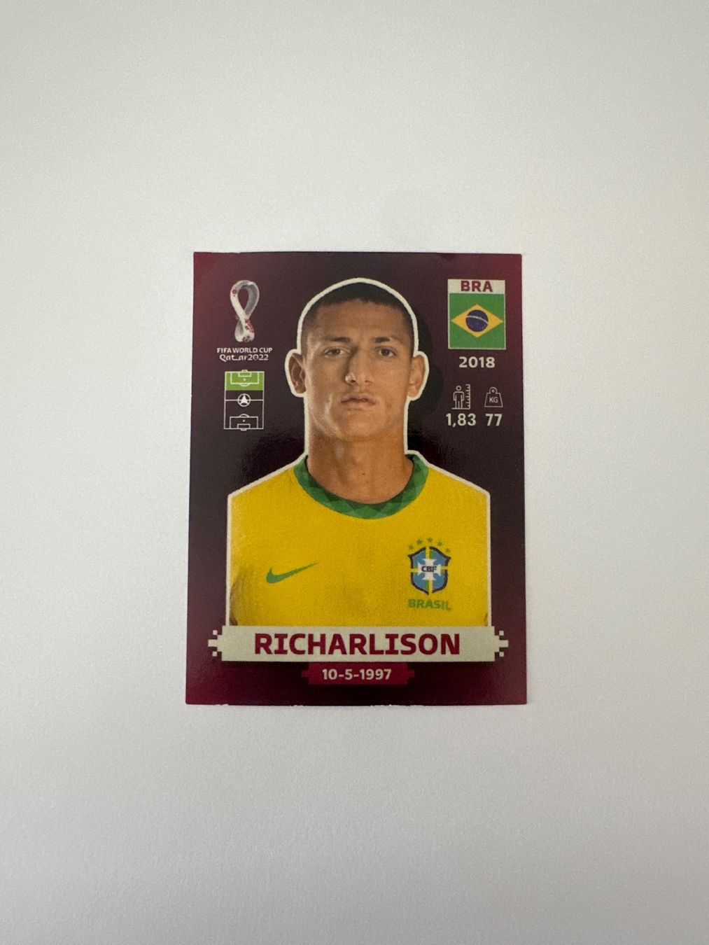 Panini FIFA WM 2022 Oryx - BRA 19 - Richarlison – Original-Zustandsfoto Vorderseite