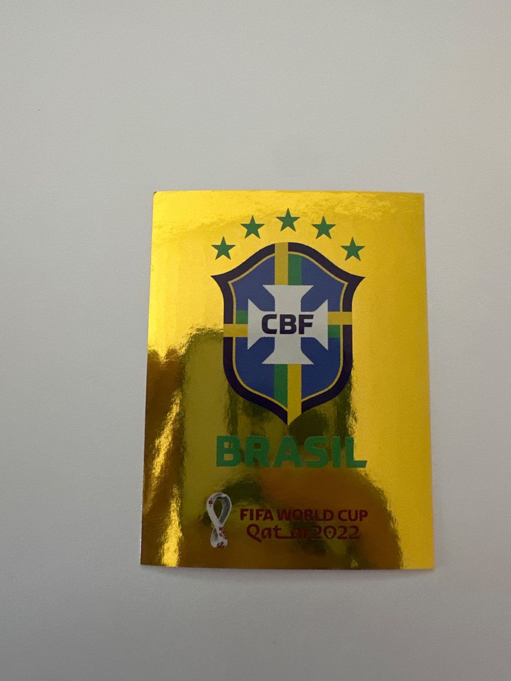 Panini FIFA WM 2022 Oryx - BRA 2 - Team Logo - Brazil – Original-Zustandsfoto Vorderseite