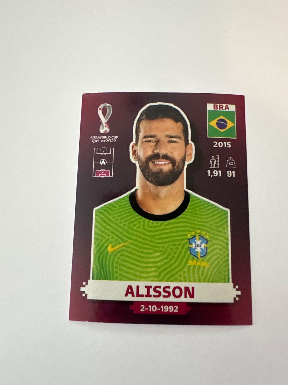 Panini FIFA WM 2022 Oryx - BRA 3 - Alisson – Original-Zustandsfoto Vorderseite