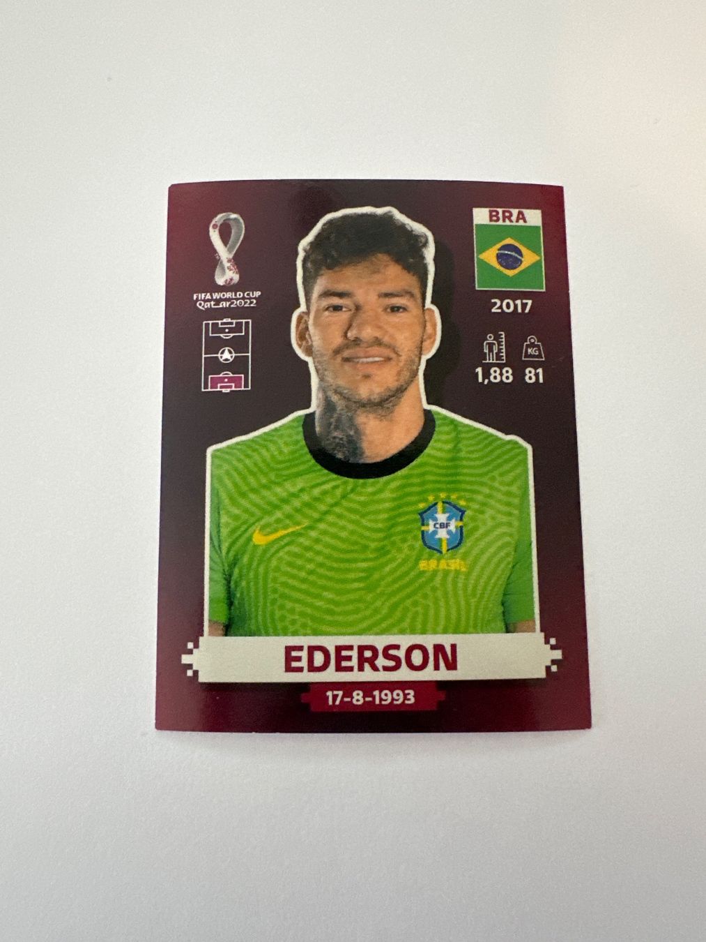 Panini FIFA WM 2022 Oryx - BRA 4 - Ederson – Original-Zustandsfoto Vorderseite