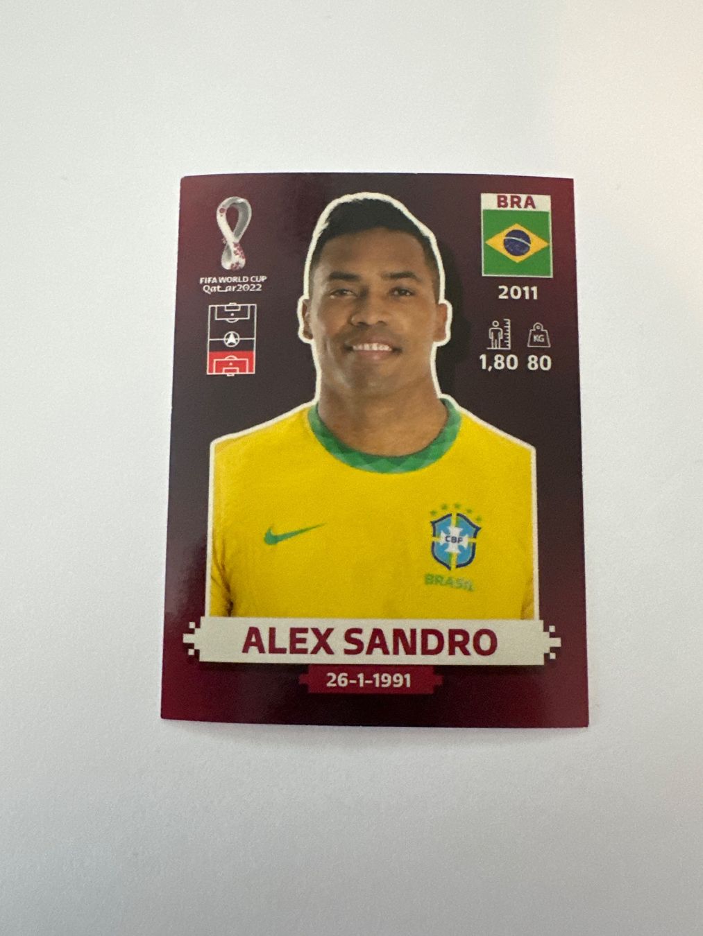 Panini FIFA WM 2022 Oryx - BRA 5 - Alex Sandro – Original-Zustandsfoto Vorderseite