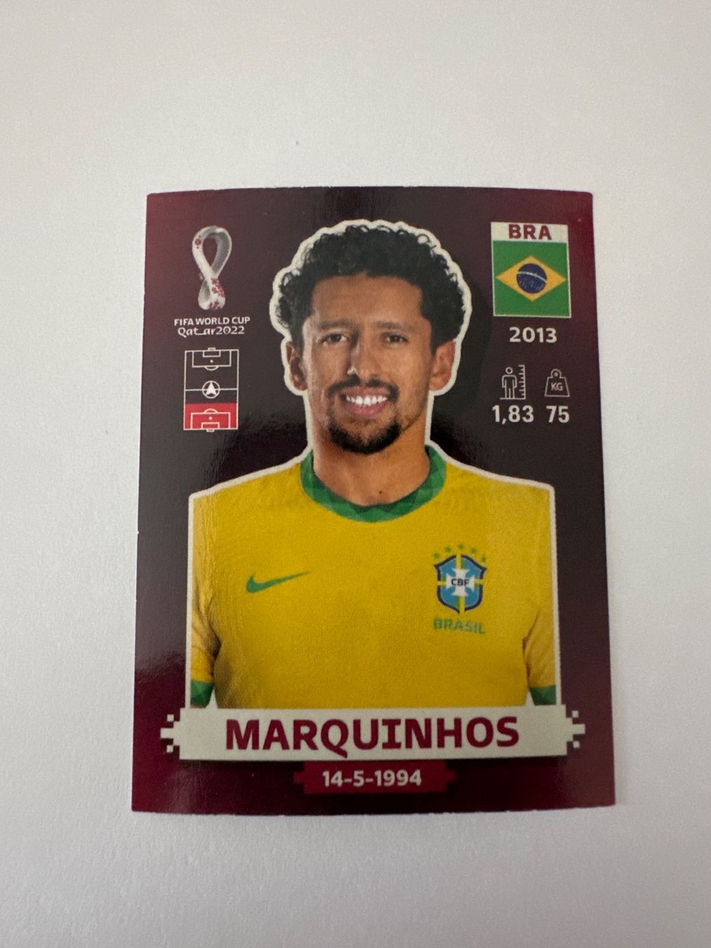 Panini FIFA WM 2022 Oryx - BRA 8 - Marquinhos – Original-Zustandsfoto Vorderseite