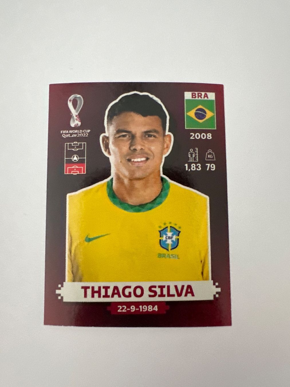 Panini FIFA WM 2022 Oryx - BRA 9 - Thiago Silva – Original-Zustandsfoto Vorderseite