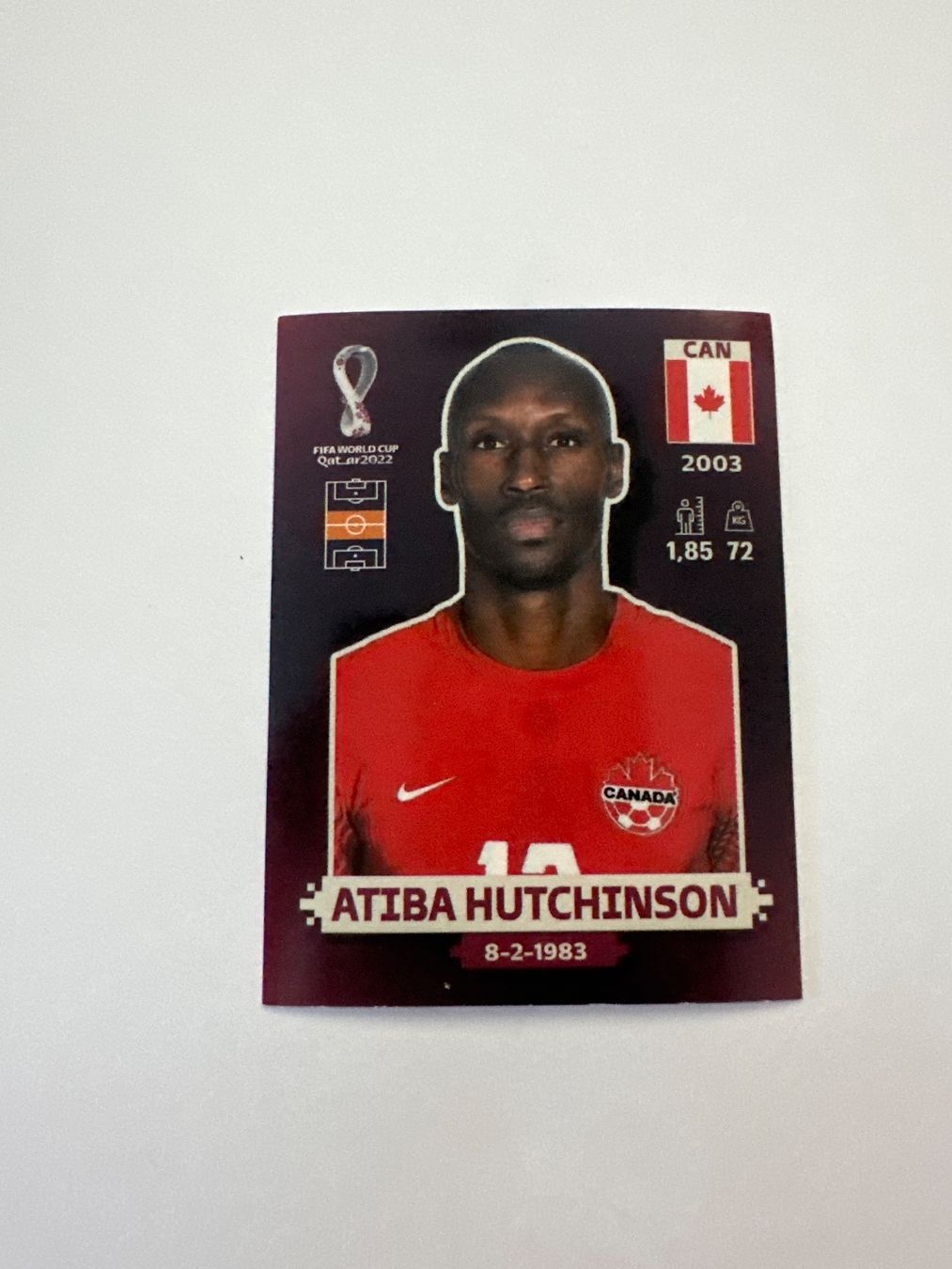 Panini FIFA WM 2022 Oryx - CAN 14 - Atiba Hutchinson – Original-Zustandsfoto Vorderseite