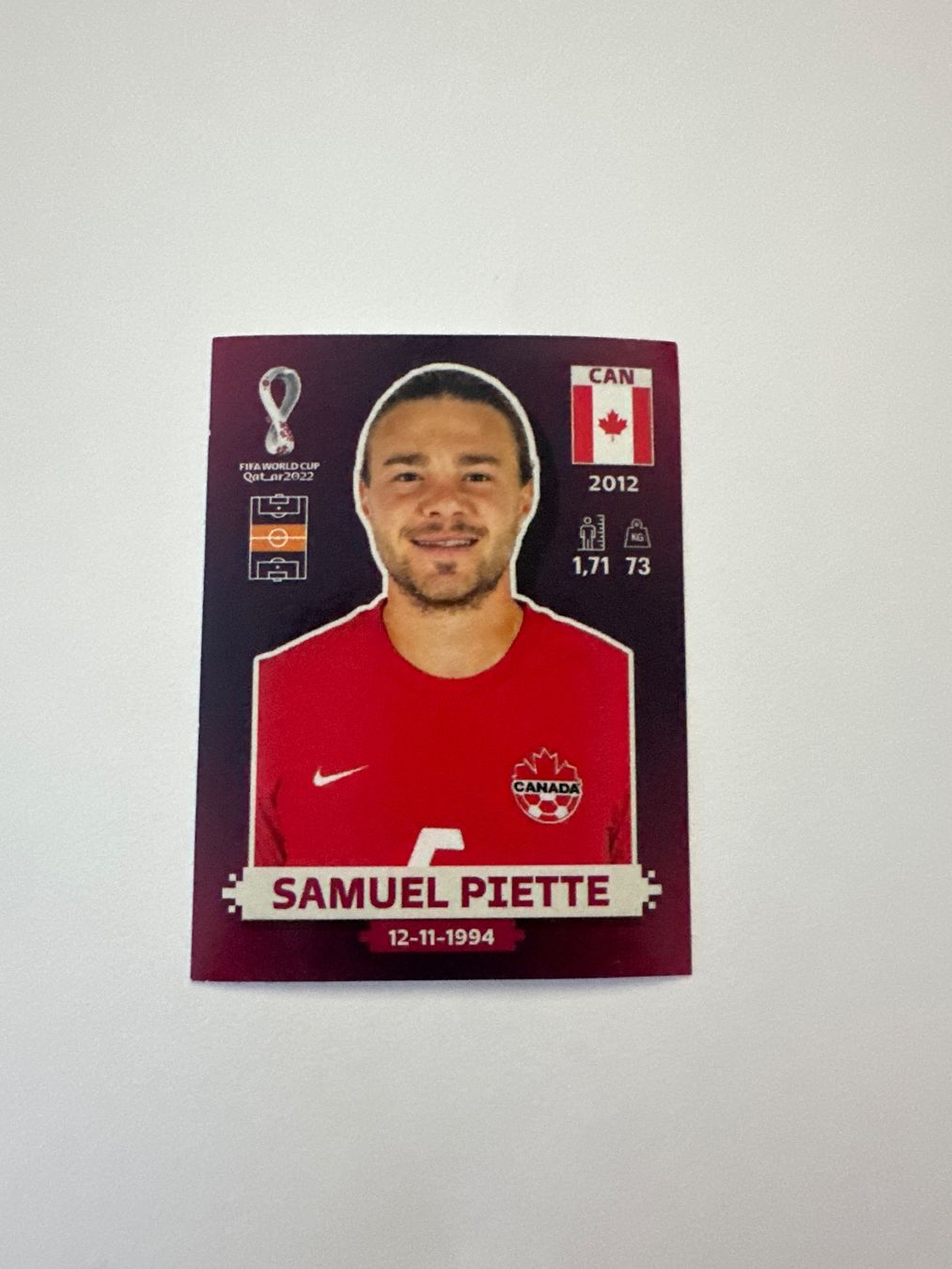 Panini FIFA WM 2022 Oryx - CAN 17 - Samuel Piette – Original-Zustandsfoto Vorderseite