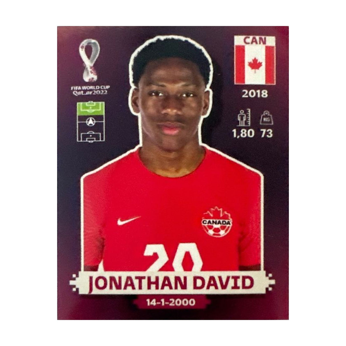 Panini FIFA WM 2022 Oryx - CAN 18 - Jonathan David – Vorderseite