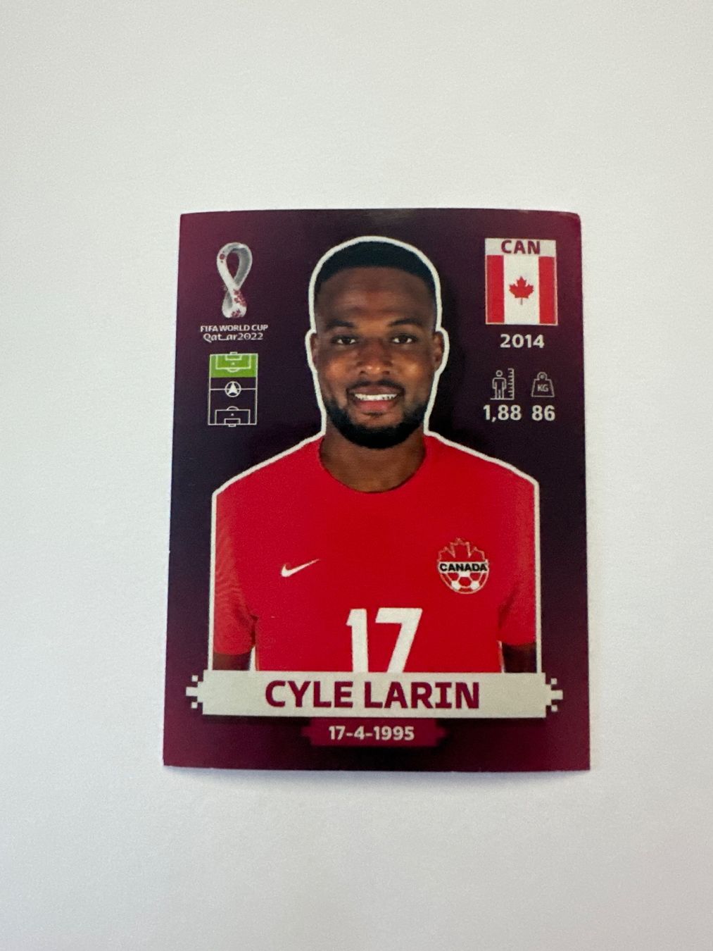 Panini FIFA WM 2022 Oryx - CAN 20 - Cyle Larin – Original-Zustandsfoto Vorderseite